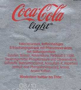Zutaten Coca Cola Light